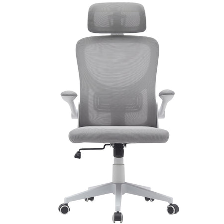Sedia da Ufficio Tessuto Traspirante Schienale Inclinabile Grigio Poltrona da Scrivania Girevole