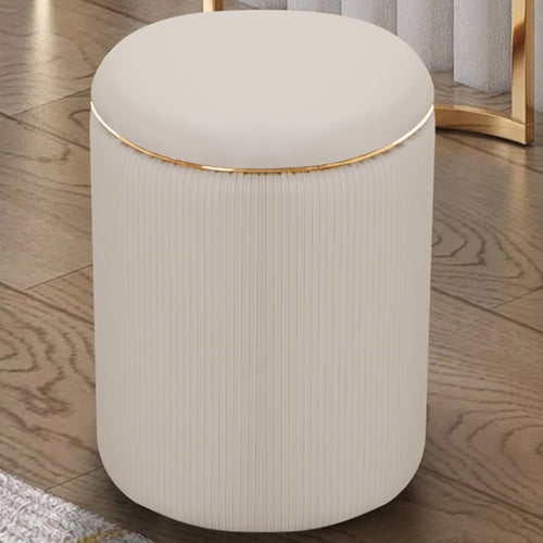 Pouf Contenitore Decorativo Inserti in Oro Seduta Morbida Porta oggetti h45cm Beige