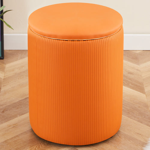 Pouf Contenitore Decorativo Inserti in Oro Seduta Morbida Porta oggetti h45cm Arancio