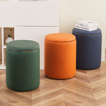 Pouf Contenitore Decorativo Inserti in Oro Seduta Morbida Porta oggetti h45cm Verde