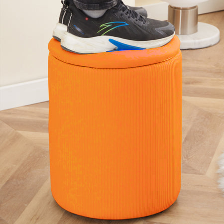 Pouf Contenitore Decorativo Inserti in Oro Seduta Morbida Porta oggetti h45cm Arancio