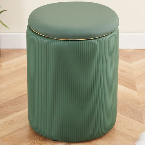 Pouf Contenitore Decorativo Inserti in Oro Seduta Morbida Porta oggetti h45cm Verde
