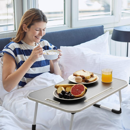 Tavolino Mini Scrivania Vassoio da Letto per PC Tablet Colazione Pieghevole Nero