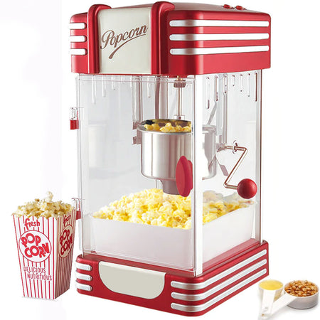 Macchina Popcon Vecchia America 300W in acciaio con contenitore 25.5x27 H46cm