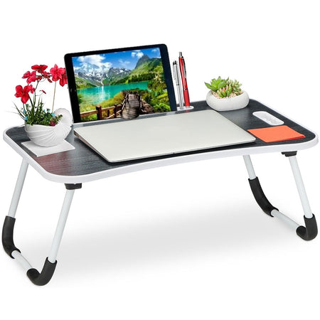 Tavolino Mini Scrivania Vassoio da Letto per PC Tablet Colazione Pieghevole Nero
