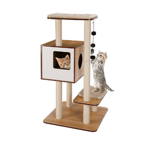 Tiragraffi Albero Gioco Rifugio Graffiatoio 3 Palline 1 Cuccia Gatti Felini