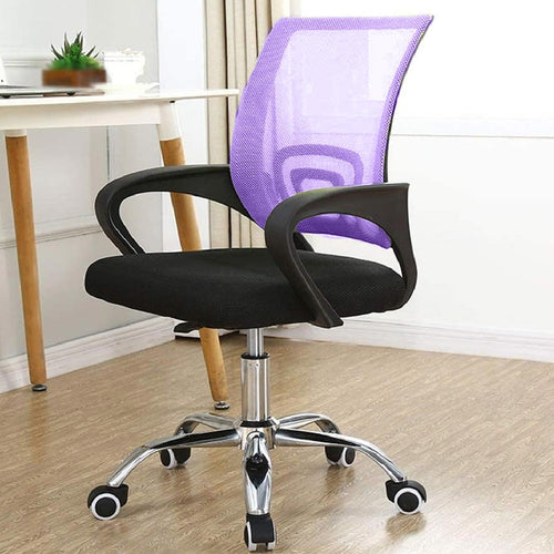 Sedia Ufficio Scrivania Base in Acciaio Girevole Altezza Regolabile Traspirante Viola