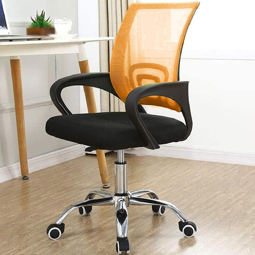 Sedia Ufficio Scrivania Base in Acciaio Girevole Altezza Regolabile Traspirante Arancio