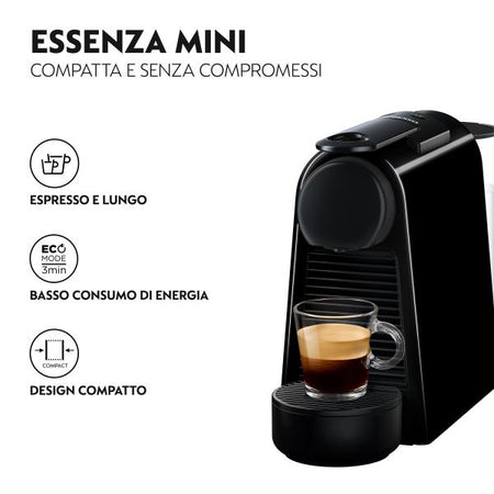 DeLonghi NESPRESSO ESSENZA MINI (EN85.B) BLACK - MACCHINA CAFFE` ESPRESSO A CAPSULE