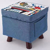 Pouf Cameretta Contenitore in Tessuto Poggiapiedi Porta Giocattoli Blu