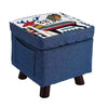Pouf Cameretta Contenitore in Tessuto Poggiapiedi Porta Giocattoli Blu