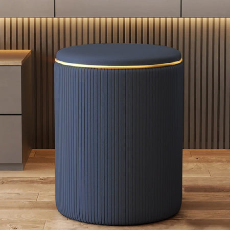 Pouf Contenitore Decorativo Inserti in Oro Seduta Morbida Porta oggetti h45cm Blu
