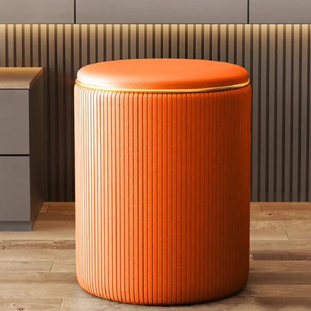 Pouf Contenitore Decorativo Inserti in Oro Seduta Morbida Porta oggetti h45cm Arancio