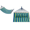 Amaca Giardino e Campeggio 2Posti Legno e Tessuto Pieghevole 345x150cm Blu Verde