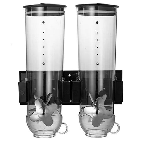 Porta Cereali da Muro 2Posti Dispenser Doppio Distributore Manuale Nero Casa Hotel