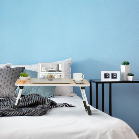 Scrivania Pieghevole TAVOLINO NOTEBOOK VASSOIO IN LEGNO PER PC TAVOLO PIEGHEVOLE LETTO COMPUTER IPAD Supporto Pc Portatile - Foto 5