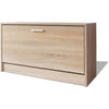 Scarpiera Bassa in Legno Mobile Salvaspazio 90.5x12.5 H46cm Oak 8Paia di Scarpe