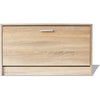 Scarpiera Bassa in Legno Mobile Salvaspazio 90.5x12.5 H46cm Oak 8Paia di Scarpe