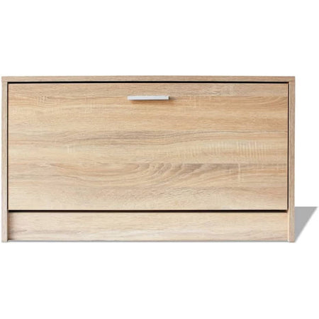 Scarpiera Bassa in Legno Mobile Salvaspazio 90.5x12.5 H46cm Oak 8Paia di Scarpe
