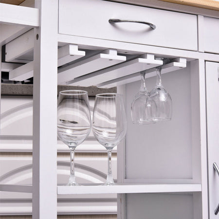 Carrello da Cucina in Legno con Cassetti, Ruote e Ripiani Salvaspazio Mobiletto Multiuso