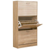 Mobile Scarpiera Salvaspazio 3Ante in Legno 60x24 H120cm Beige 18 paia di scarpe