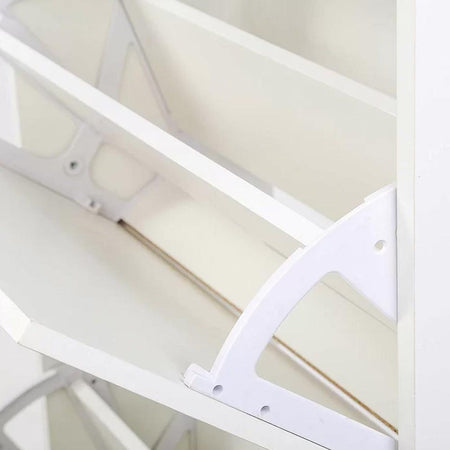 Scarpiera Doppia Profondità 2Ante Legno Melaminico 60x24x83cm Salvaspazio Bianco