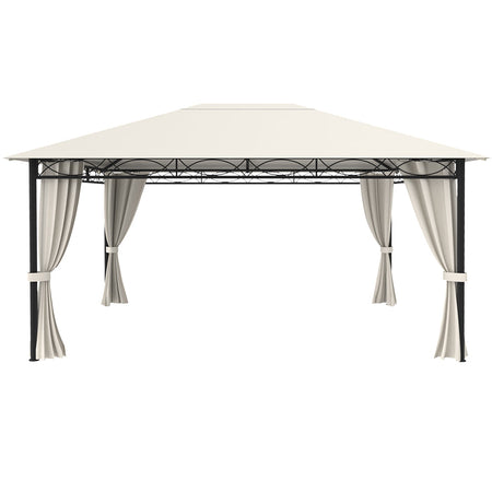 Gazebo da Giardino 3x4mt H2.65mt Metallo Antiruggine Tende Laterali Chiusura Zip Beige
