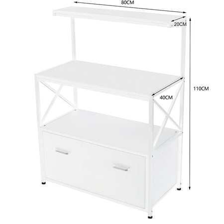 Mobile Portaoggetti Multiuso Scaffale 3 Ripiani 1 Cassetto Ingresso Casa Ufficio Bianco