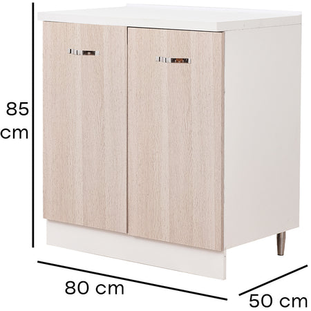 Mobile Cucina Base 2 Ante Componibile in Legno Colore Olmo 80x50 H85cm