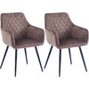 Sedia Sala da Pranzo Kit 2pz in Velluto Marrone Poltrona Ergonomica Casa Bar Ristorante