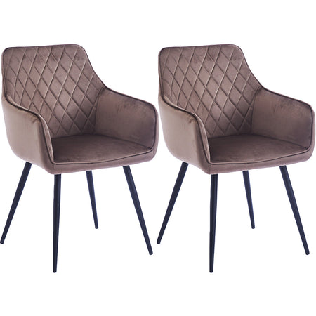 Sedia Sala da Pranzo Kit 2pz in Velluto Marrone Poltrona Ergonomica Casa Bar Ristorante