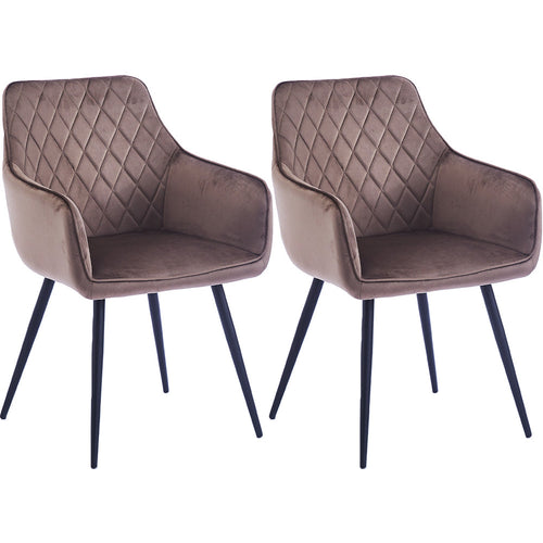 Sedia Sala da Pranzo Kit 2pz in Velluto Marrone Poltrona Ergonomica Casa Bar Ristorante