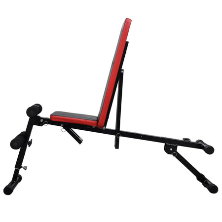 Panca Sit-Up Reclinabile con Bilanciere e Set di Manubri da 60,5 kg Nero e Rosso