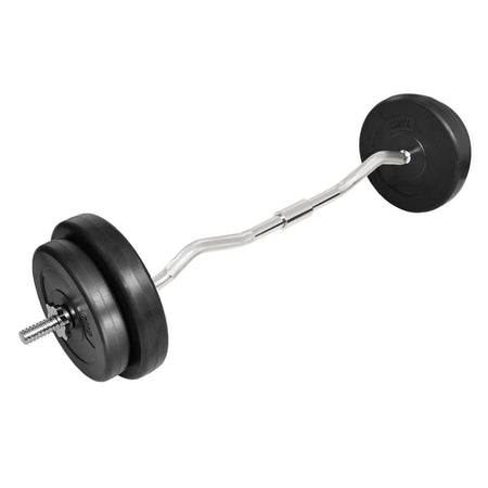 Manubrio Curl Curvo 120 cm in Acciaio con Pesi 30 kg per Esercizi Palestra