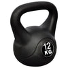 Kettlebell 12 kg Palla con Manico Allenamento Palestra Fitness in Plastica Nero