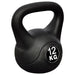 Kettlebell 12 kg Palla con Manico Allenamento Palestra Fitness in Plastica Nero