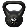 Kettlebell 12 kg Palla con Manico Allenamento Palestra Fitness in Plastica Nero