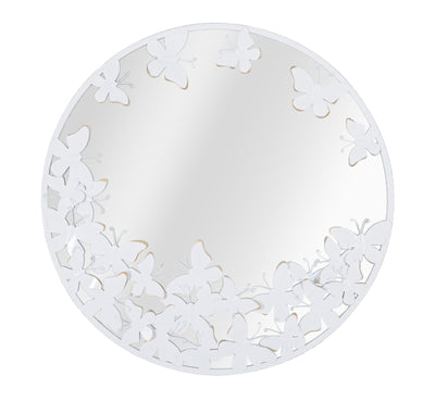 Specchio Rotondo White Butterfly Cm 62,5X2,3
