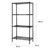 Scaffale in Acciaio Nero 4 Ripiani Multiuso 90x45 H 180 cm Ripiani Regolabili
