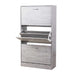 Scarpiera 3 Ante Salvaspazio Doppia Profondità con Maniglia Colore Grigio 63x24x115cm