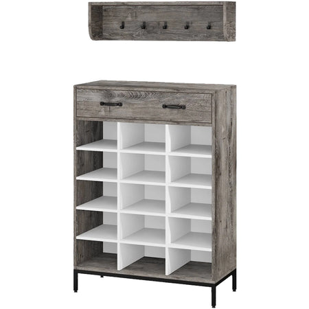 Mobile Ingresso Scarpiera Appendiabiti Versatile in Legno Casa Lavoro B&amp;B Grigio