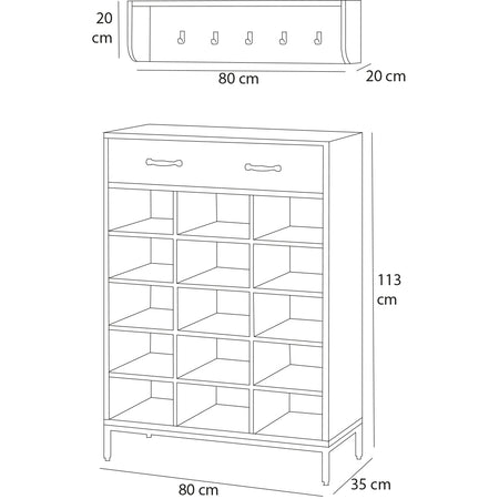 Mobile Ingresso Scarpiera Appendiabiti Versatile in Legno Casa Lavoro B&amp;B Bianco