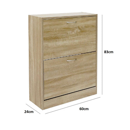 Scarpiera Doppia Profondità 2Ante Legno Melaminico 60x24x83cm Salvaspazio Beige