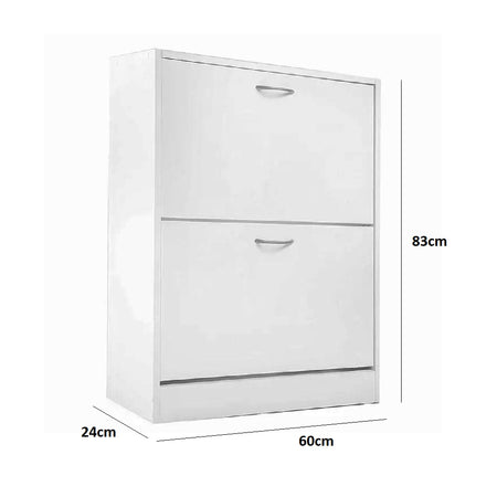 Scarpiera Doppia Profondità 2Ante Legno Melaminico 60x24x83cm Salvaspazio Bianco