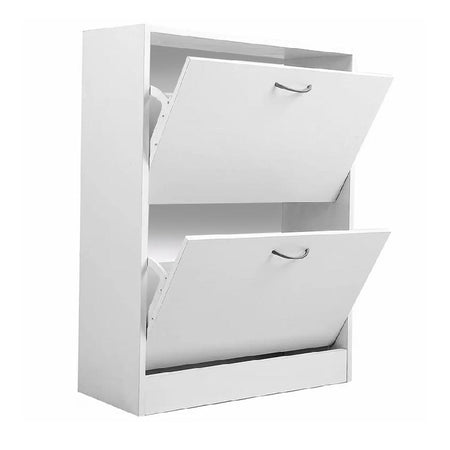 Scarpiera Doppia Profondità 2Ante Legno Melaminico 60x24x83cm Salvaspazio Bianco