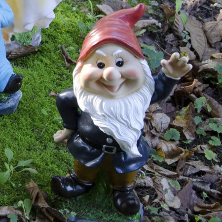 Sette nani in poliresina da giardino nanetti di Biancaneve per aiuola h 28 cm
