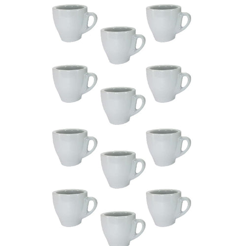 Tazzine in ceramica Bar Set 12pz 90ml con Bordo Grosso 5mm (Bianco) H6xD6,5cm