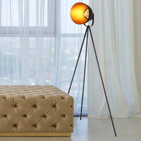 Piantana Alta 1Luce Lampada Salotto Moderna in Metallo Nero Oro 140cm Casa Ufficio