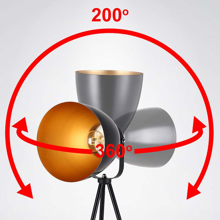 Piantana Alta 1Luce Lampada Salotto Moderna in Metallo Nero Oro 140cm Casa Ufficio