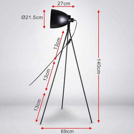 Piantana Alta 1Luce Lampada Salotto Moderna in Metallo Nero Oro 140cm Casa Ufficio